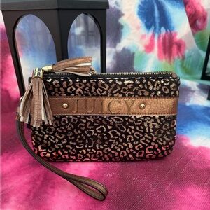 Vintage Juicy Couture EUC double zip large leopard wristlet